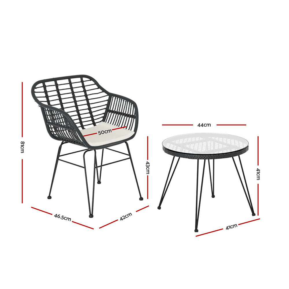 Gardeon 2-Seater Wicker Lounge Setting with Coffee Table view 2