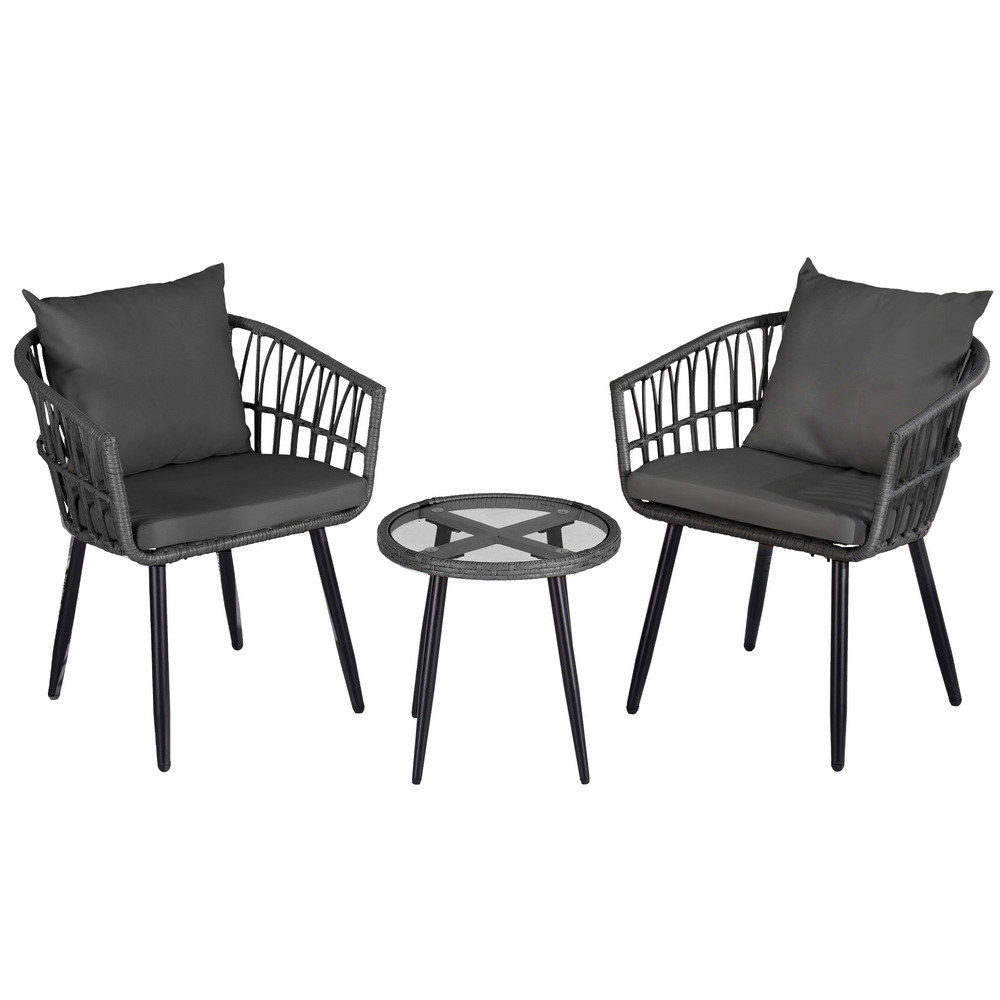 Gardeon 3 Piece Wicker Lounge Bistro Set