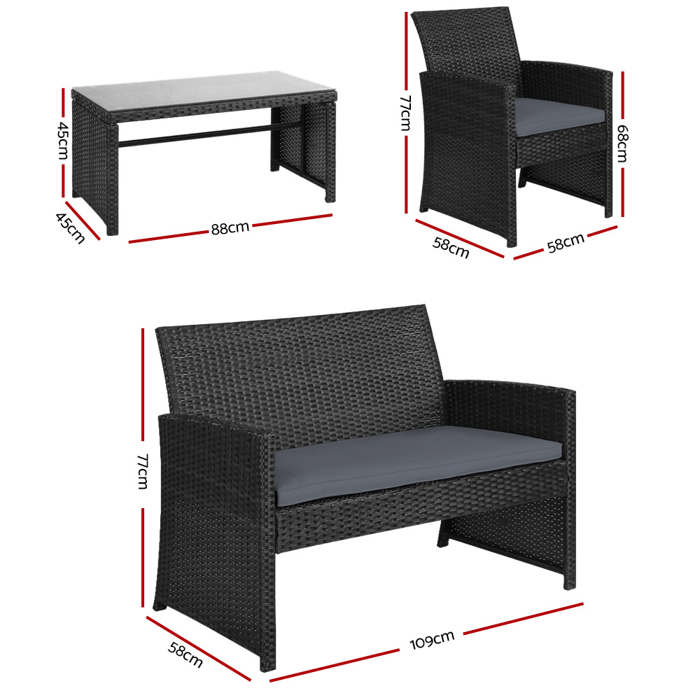 Gardeon 4-Piece Wicker Sofa Set Commercial Grade view 2