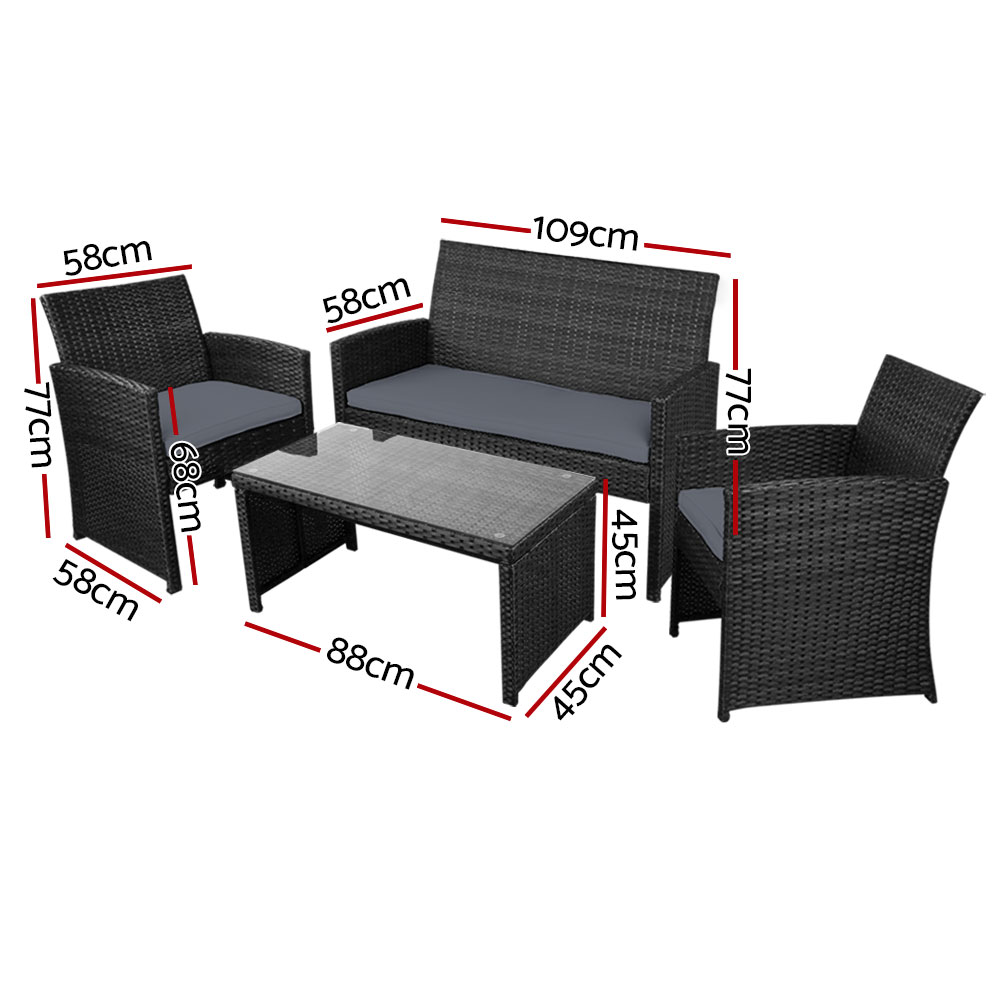 Gardeon 4-Piece Rattan Sofa Set with Storage Cover view 2