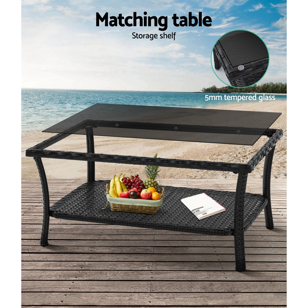 Gardeon 4PC Wicker Harp Sofa Set Black view 5