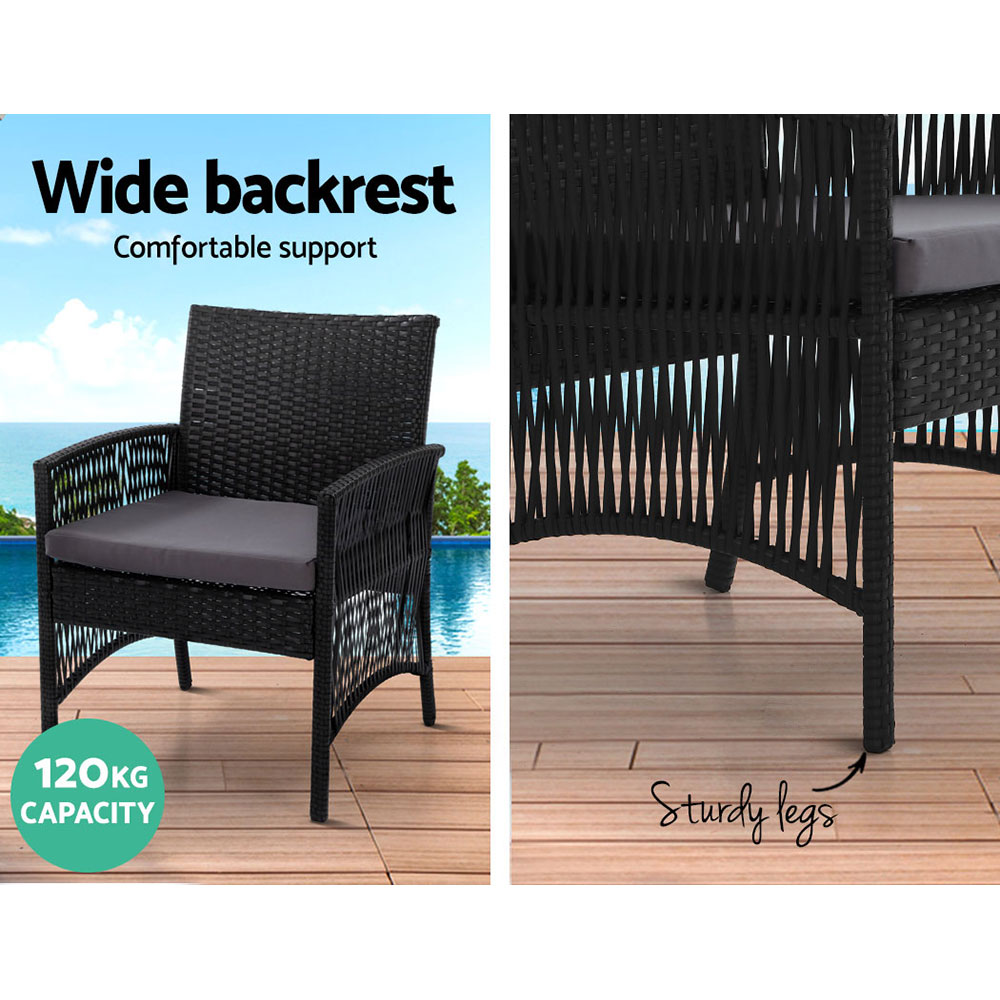 Gardeon 4PC Wicker Harp Sofa Set with Storage Cover Black view 5