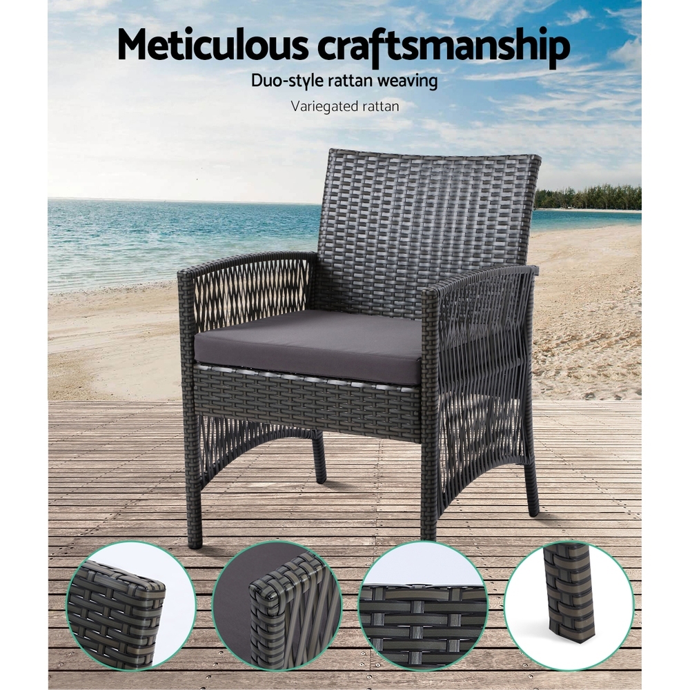 Gardeon 4PC Wicker Harp Sofa Set Grey view 3
