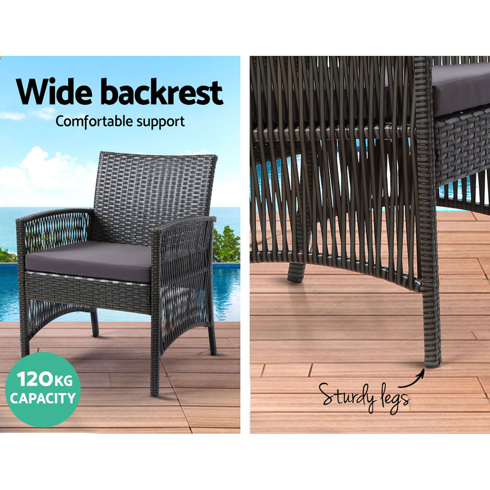 Gardeon 4PC Wicker Harp Sofa Set with Storage Cover Grey view 5