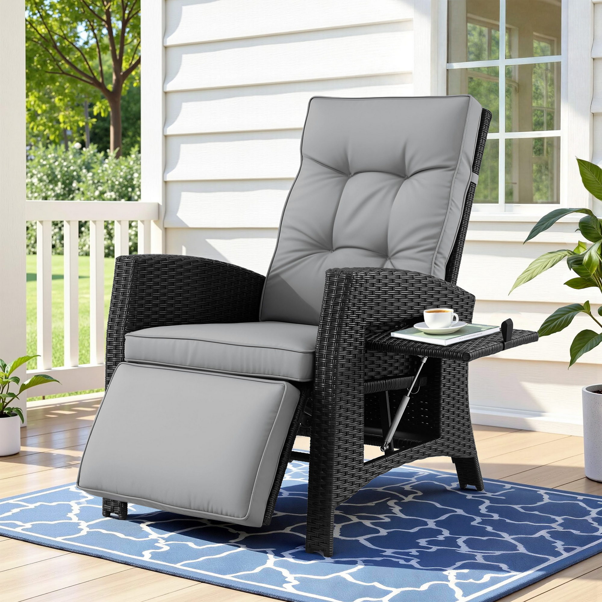 Gardeon Wicker Sun Lounge Recliner Adjustable