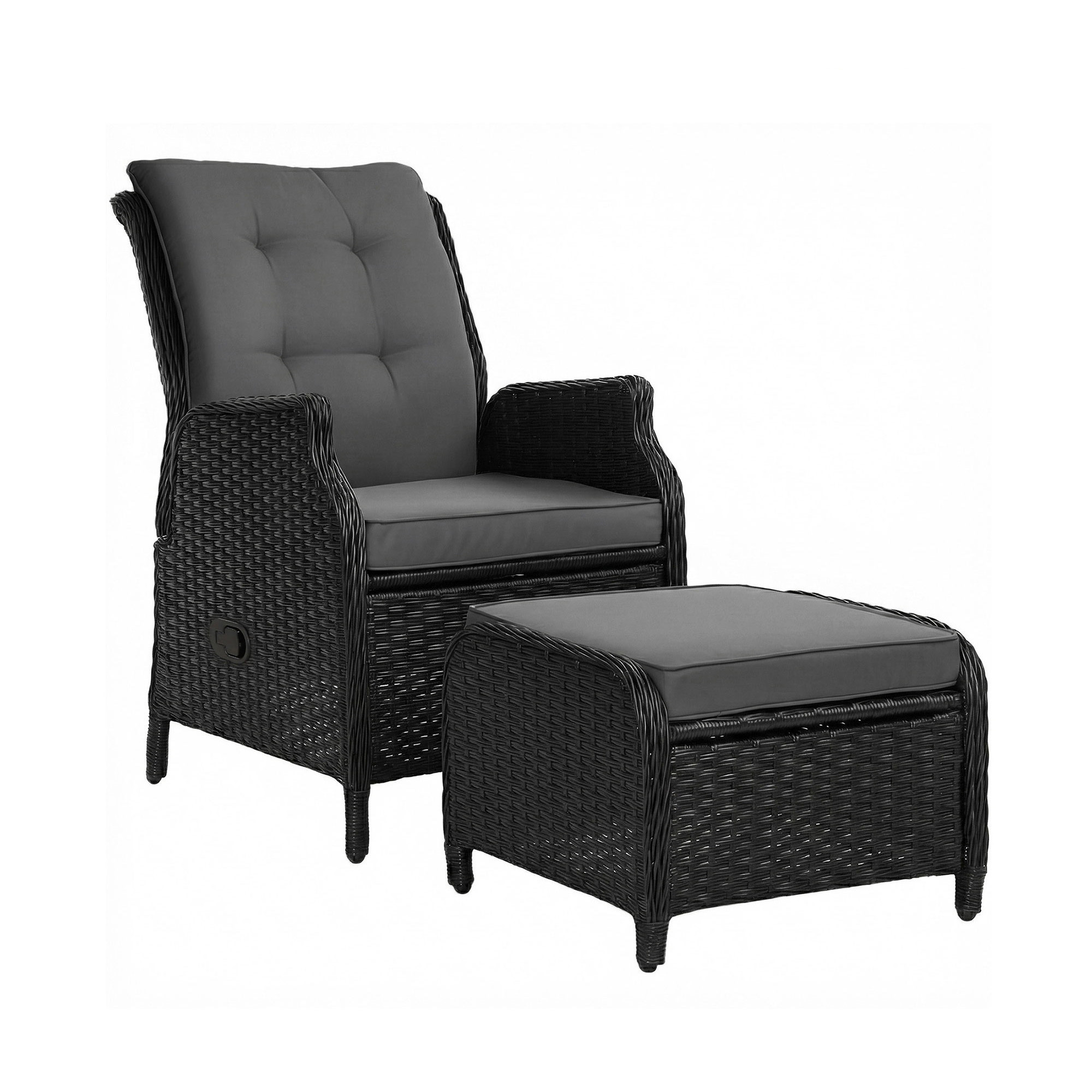 Gardeon Wicker Recliner Chair with Ottoman view 2