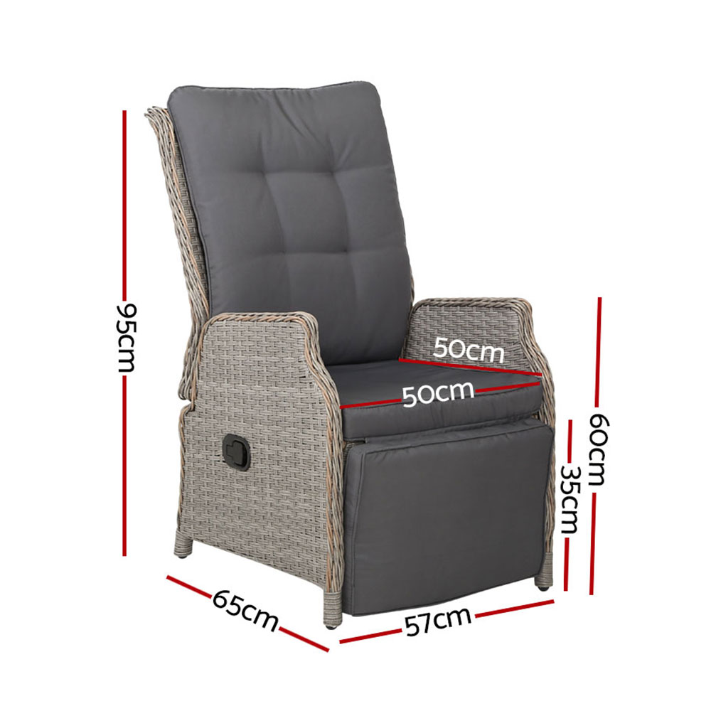 Gardeon Adjustable Wicker Recliner Chairs view 2