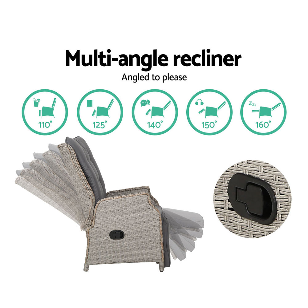 Gardeon Adjustable Wicker Recliner Chairs view 5