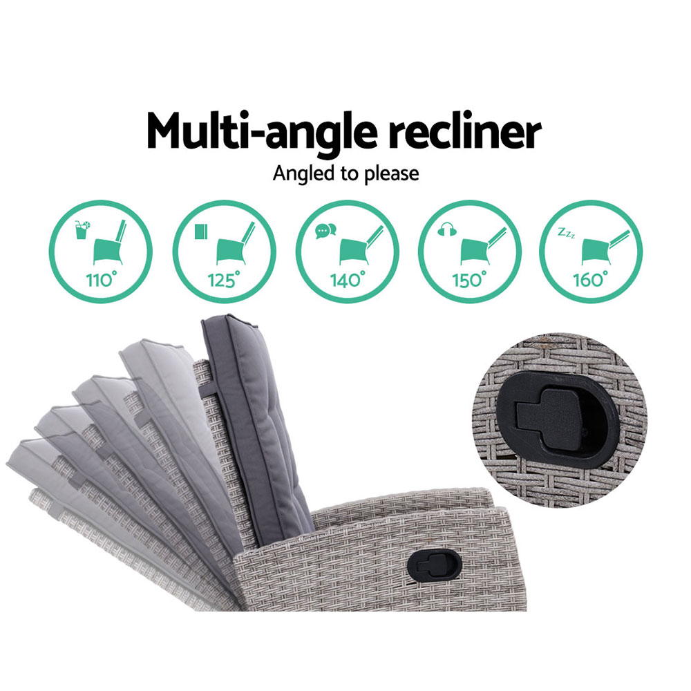 Gardeon Adjustable Wicker Recliner and Ottoman Set view 3