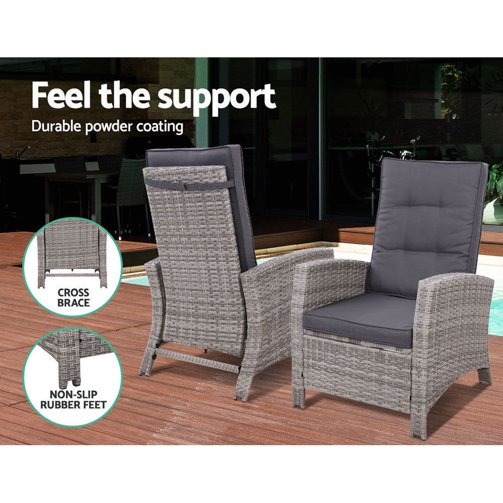 Gardeon Adjustable Wicker Recliner and Ottoman Set view 4