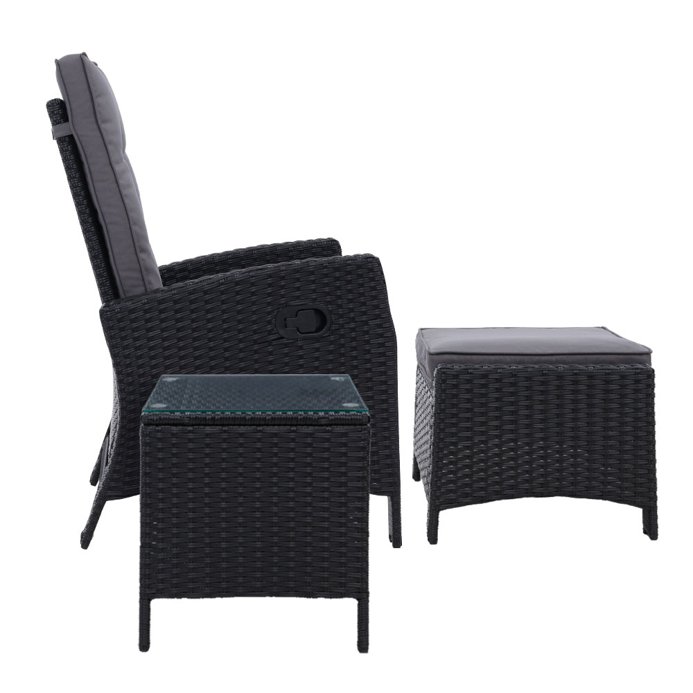 Gardeon Adjustable Wicker Recliner Set with Ottoman view 4