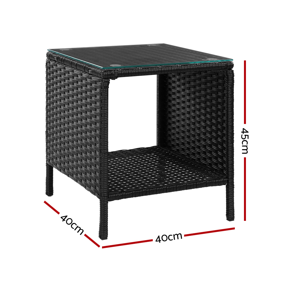 Gardeon Wicker Rattan Side Table Desk Outdoor view 2
