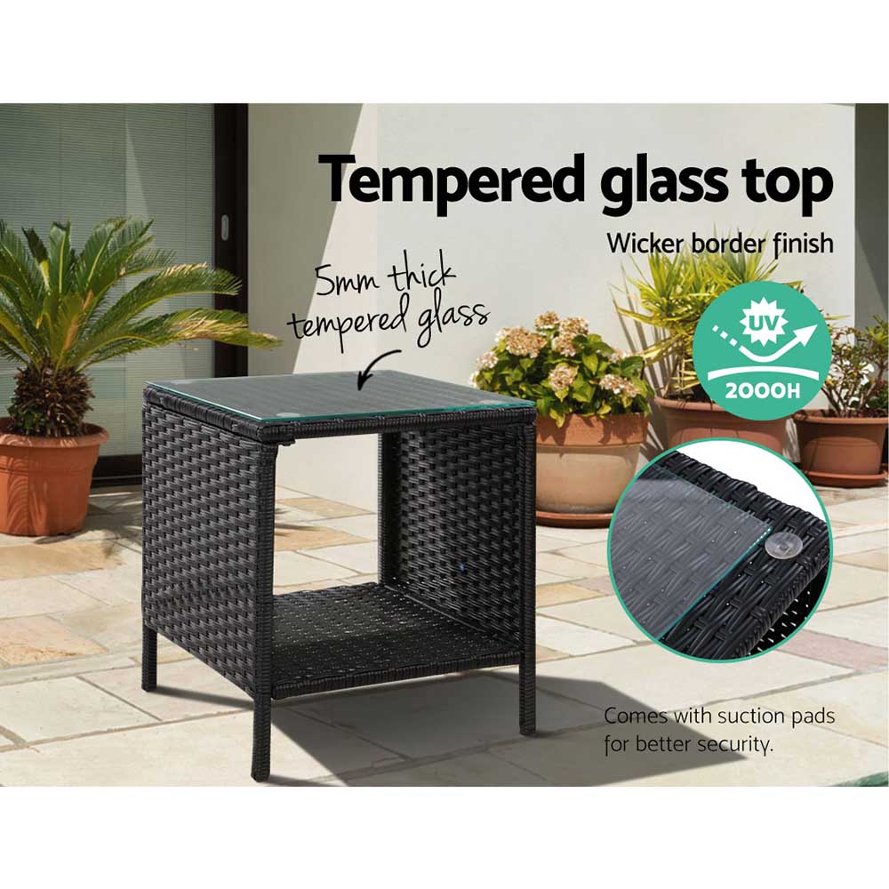 Gardeon Wicker Rattan Side Table Desk Outdoor view 5