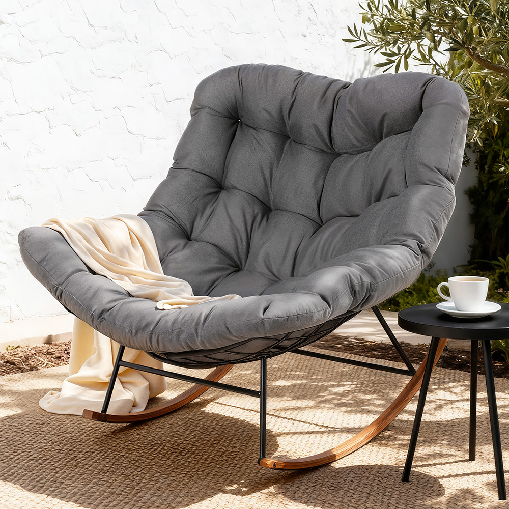 Gardeon Papasan Rocking Chair with Cushion