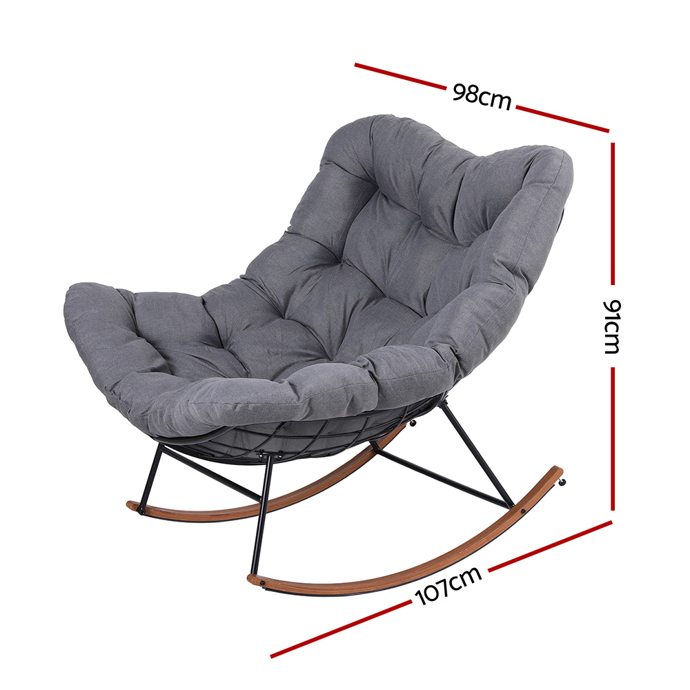 Gardeon Papasan Rocking Chair with Cushion view 3