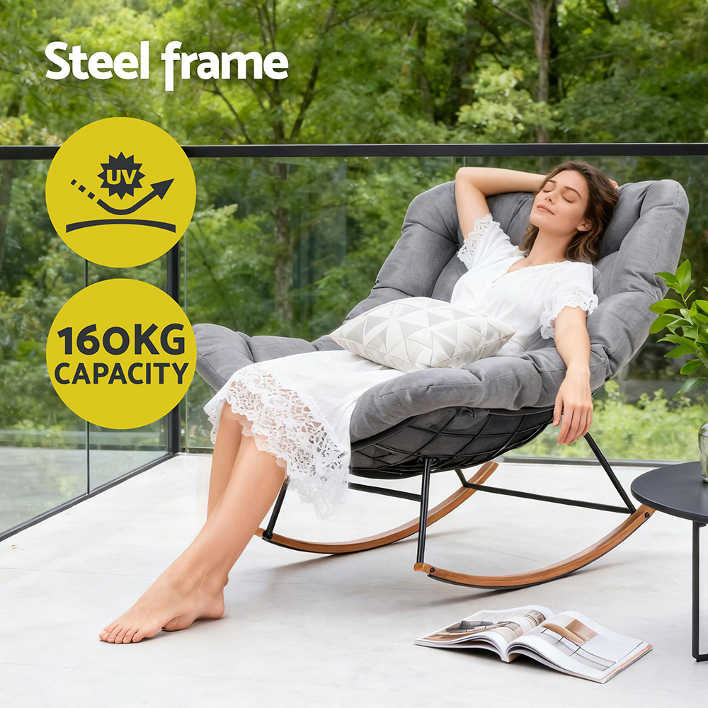 Gardeon Papasan Rocking Chair with Cushion view 5