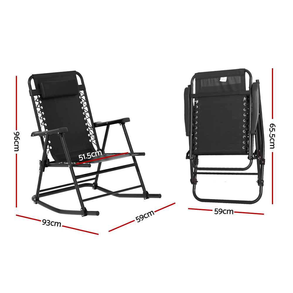 Gardeon Folding Rocking Chair with Textilene Fabric view 2