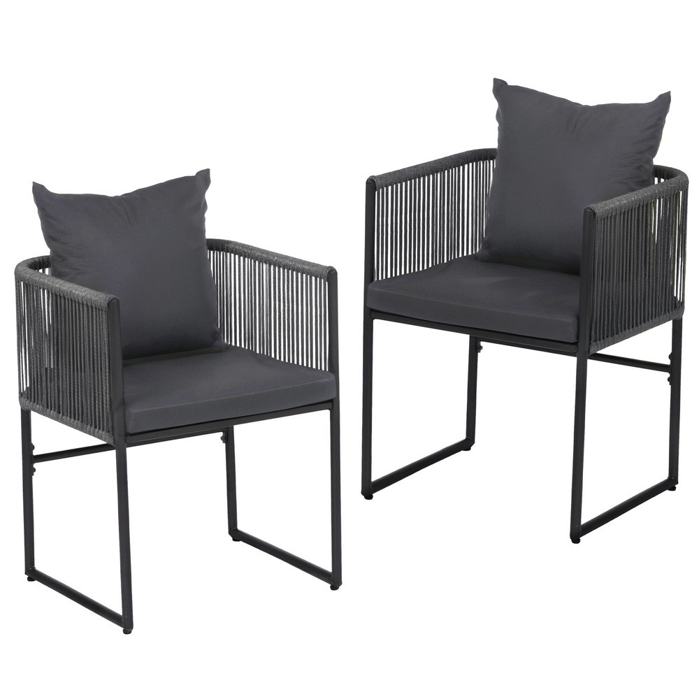 Gardeon 2 Piece Woven Rope Dining Chairs Steel