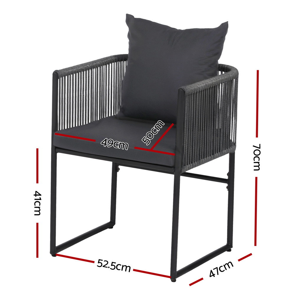 Gardeon 2 Piece Woven Rope Dining Chairs Steel view 2