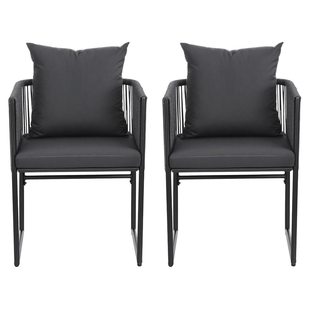 Gardeon 2 Piece Woven Rope Dining Chairs Steel view 3