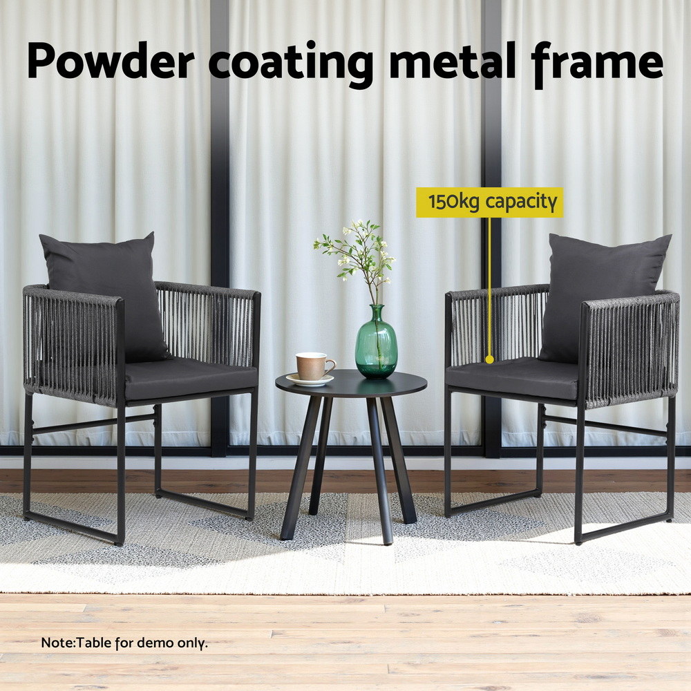 Gardeon 2 Piece Woven Rope Dining Chairs Steel view 4