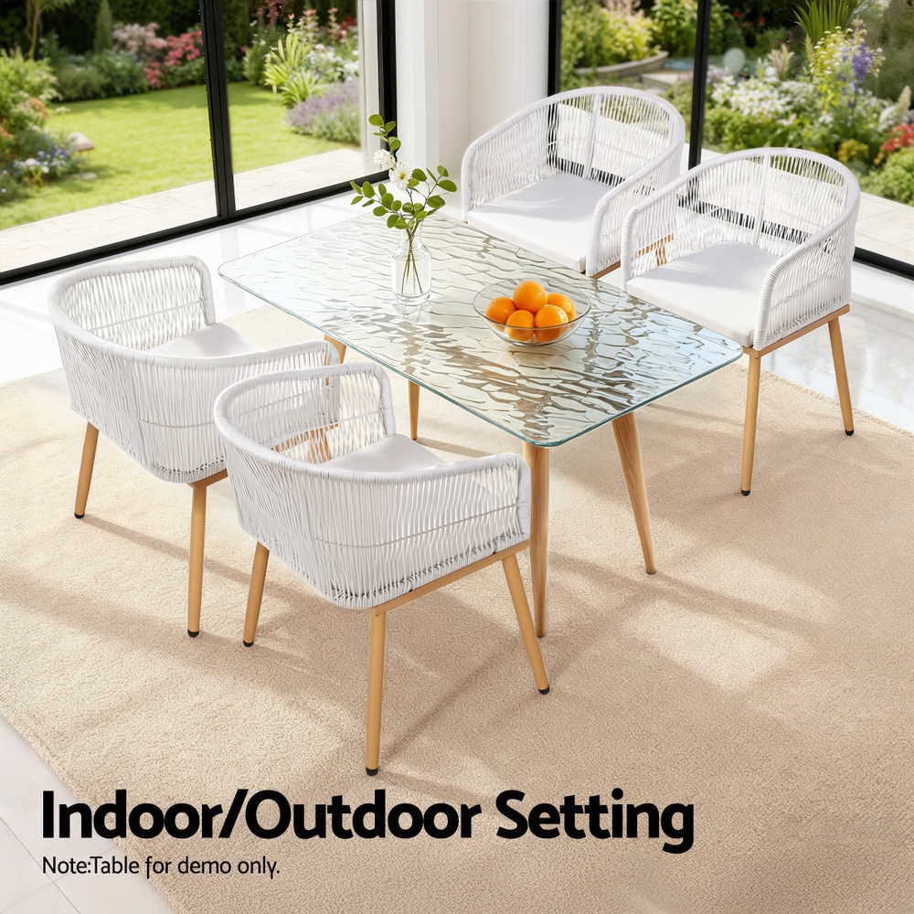 Gardeon 2 Piece Wicker Dining Chairs Steel Frame