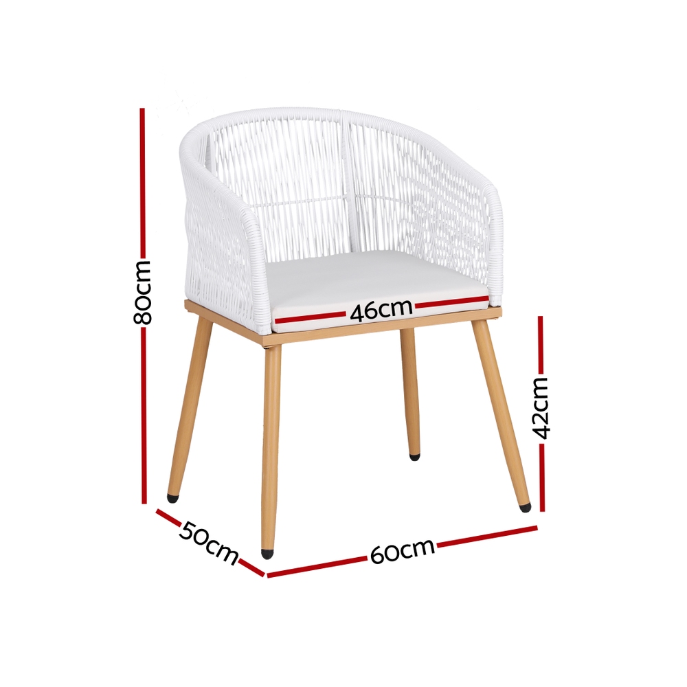 Gardeon 2 Piece Wicker Dining Chairs Steel Frame view 3