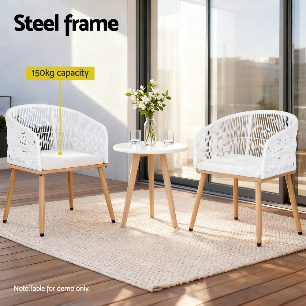 Gardeon 2 Piece Wicker Dining Chairs Steel Frame view 5
