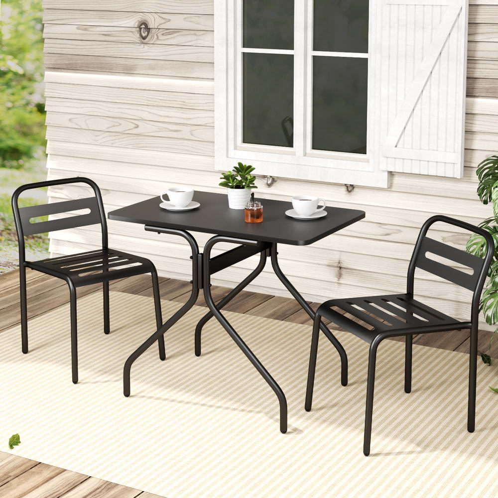 Gardeon 3 Piece Steel Bistro Set Black
