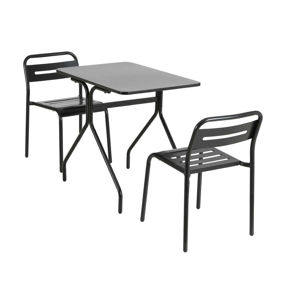 Gardeon 3 Piece Steel Bistro Set Black view 3