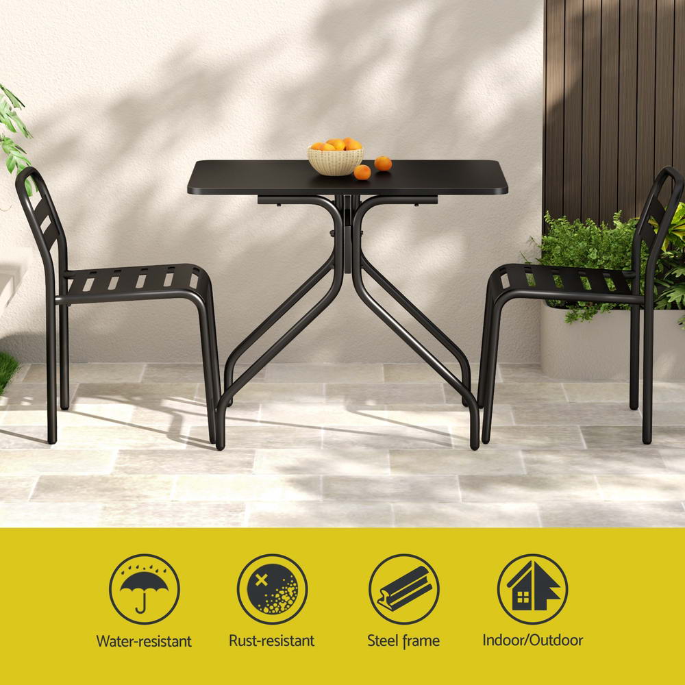 Gardeon 3 Piece Steel Bistro Set Black view 4