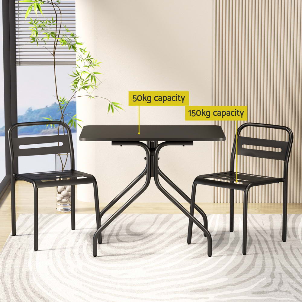 Gardeon 3 Piece Steel Bistro Set Black view 5