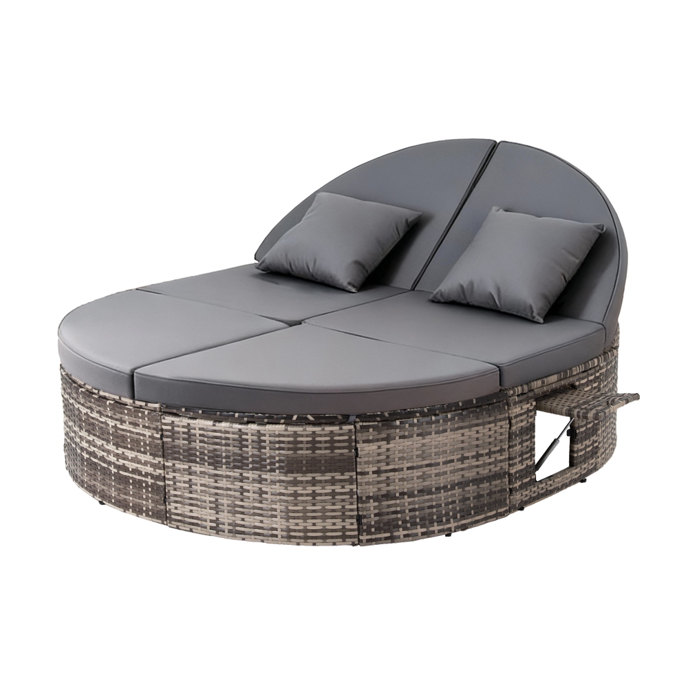 Gardeon Wicker Day Bed with Retractable Tray view 2
