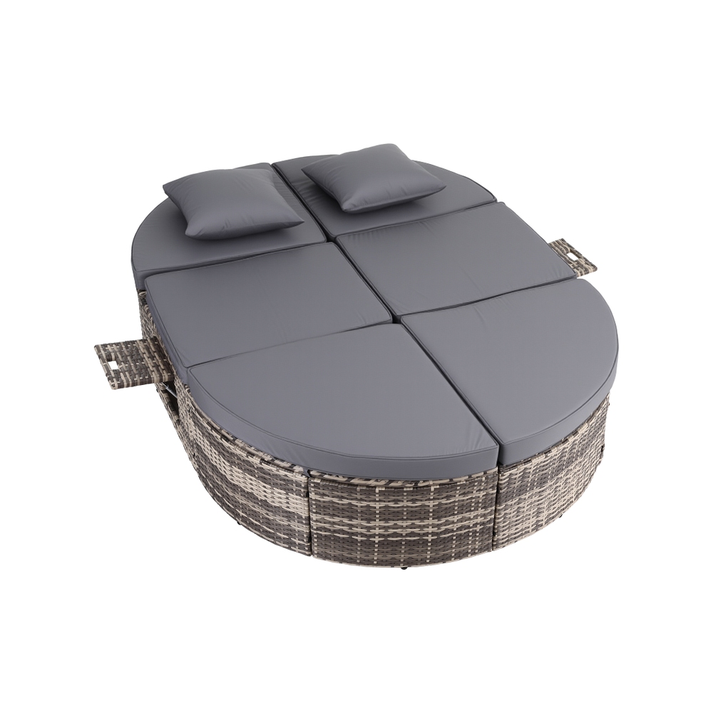 Gardeon Wicker Day Bed with Retractable Tray view 4