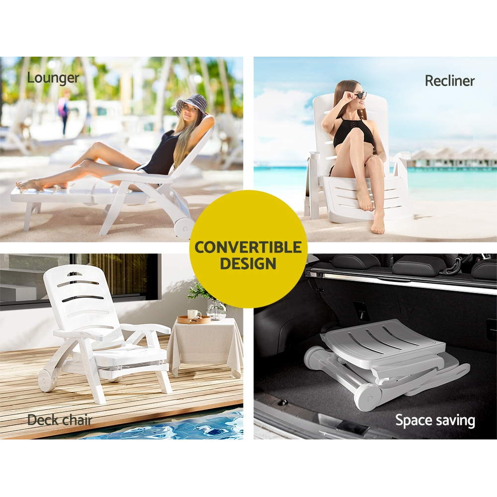 Gardeon Sun Lounger PP Folding Chaise Recliner 150kg view 5