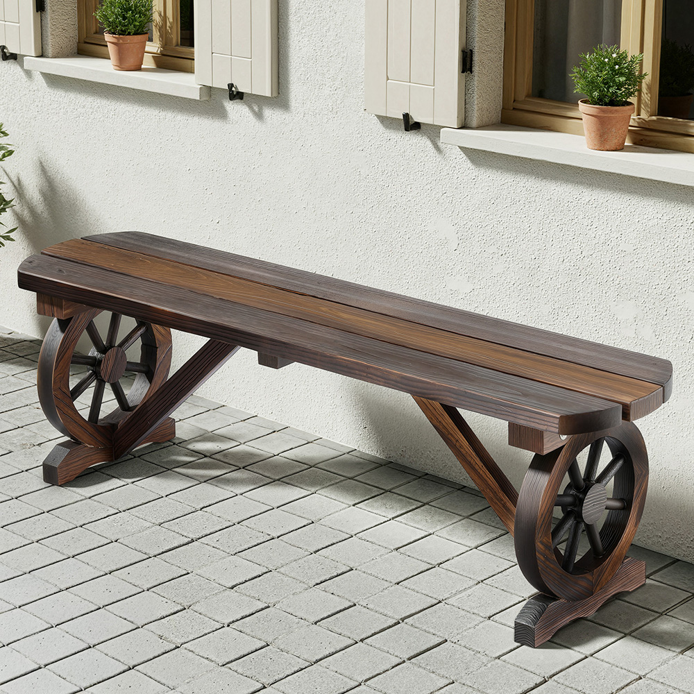 Gardeon Wooden Wagon Wheel Garden Bench Dining Seat