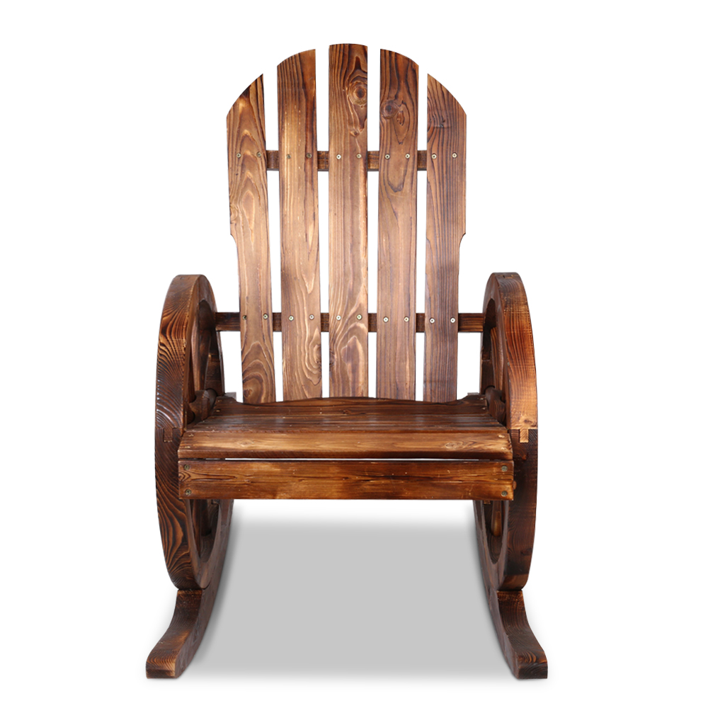 Gardeon Wagon Wheels Rocking Chair Fir Wood Brown view 3