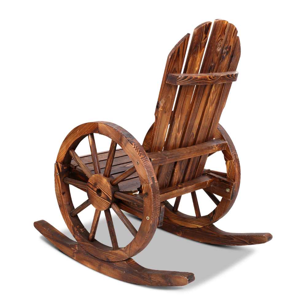 Gardeon Wagon Wheels Rocking Chair Fir Wood Brown view 5