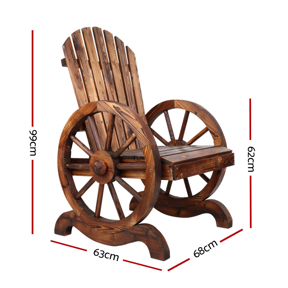 Gardeon Wooden Wagon Chair Single Seat Outdoor view 2