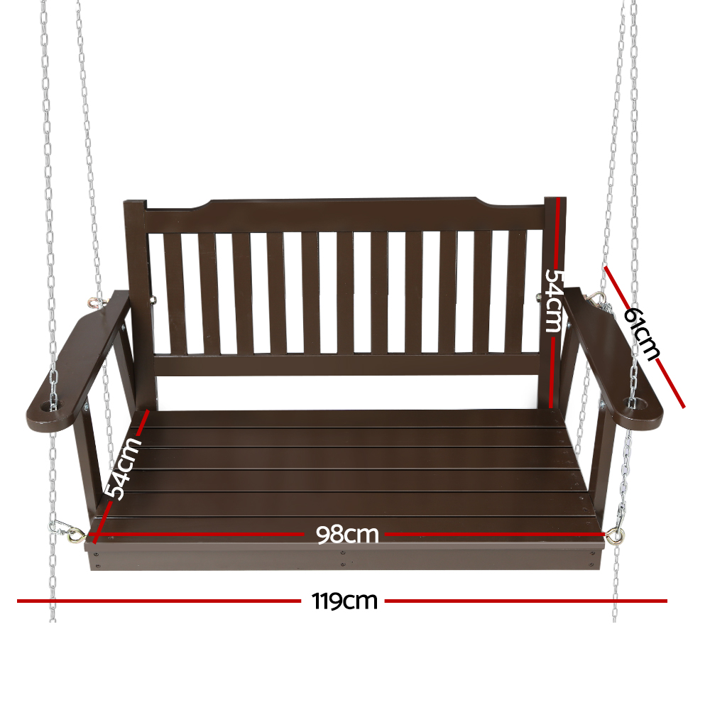 Gardeon Wooden Porch Swing Chair 2 Seat with Chain view 2