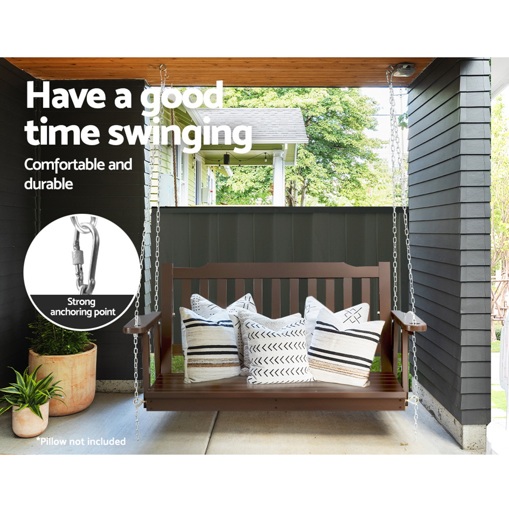 Gardeon Wooden Porch Swing Chair 2 Seat with Chain view 4
