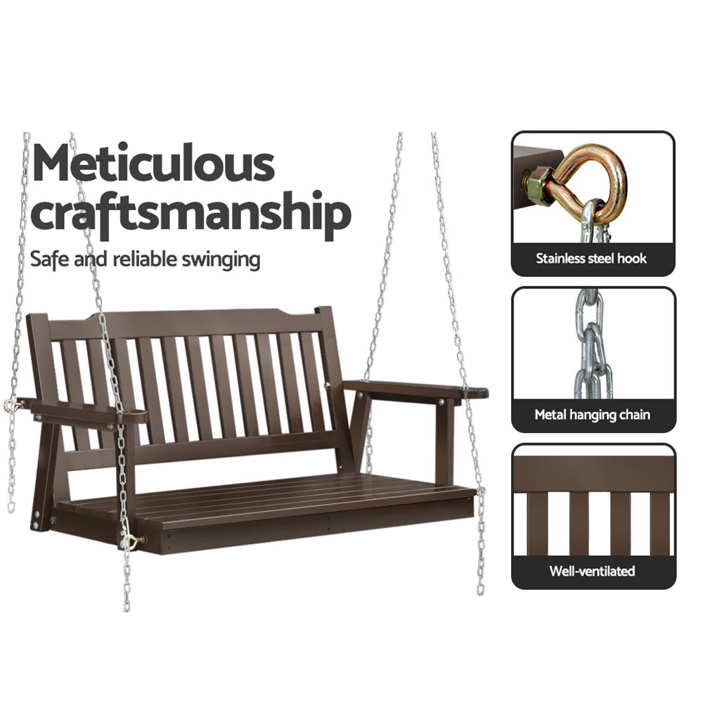 Gardeon Wooden Porch Swing Chair 2 Seat with Chain view 5