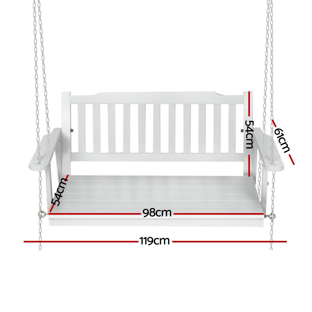 Gardeon Wooden Porch Swing Chair with Chain White view 2
