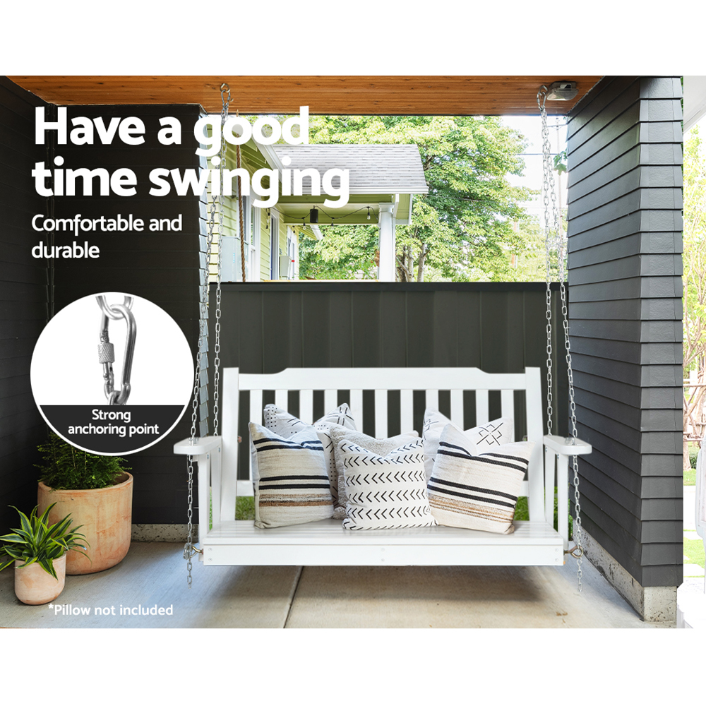 Gardeon Wooden Porch Swing Chair with Chain White view 4