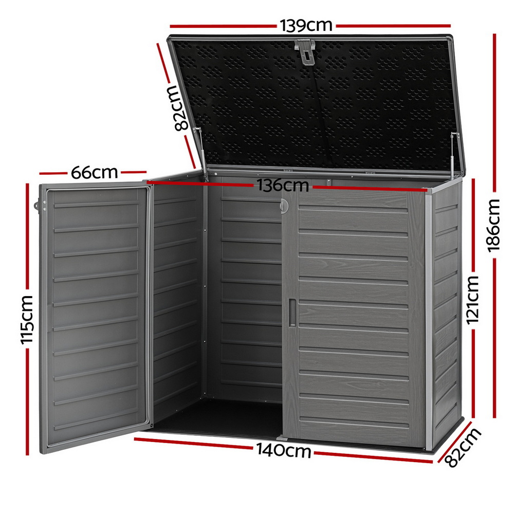 Gardeon Lockable 1170L Outdoor Storage Box Grey view 3
