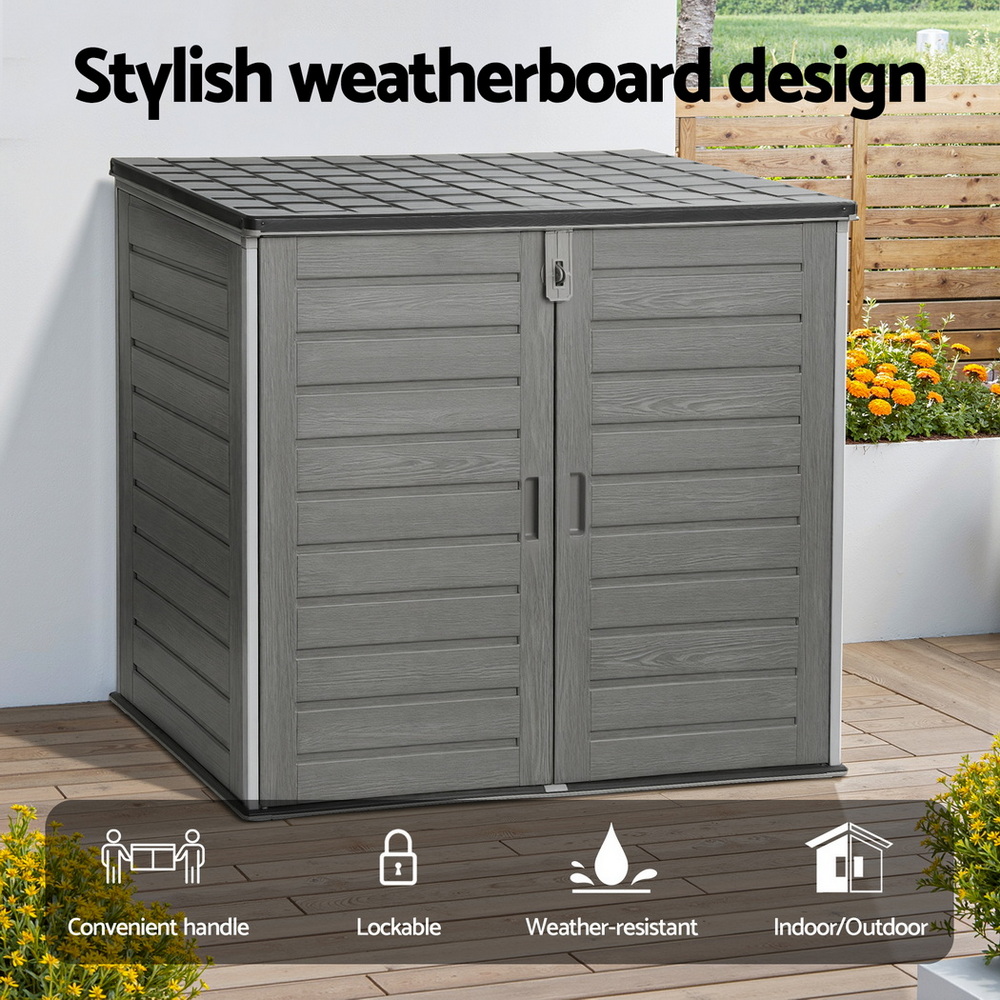 Gardeon Lockable 1170L Outdoor Storage Box Grey view 5