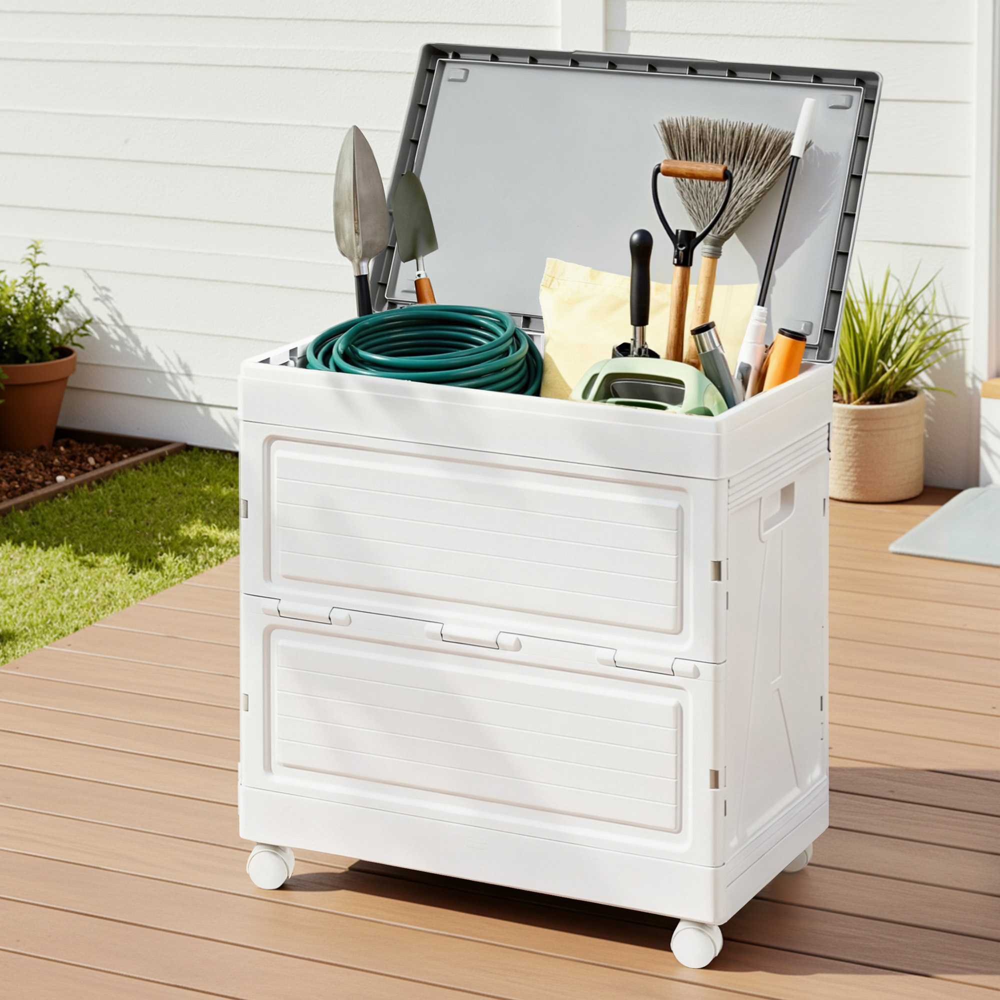 Gardeon 159L Outdoor Storage Box Stackable Wheels