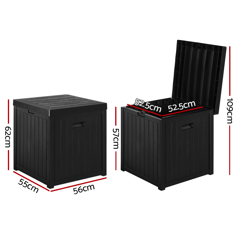 Gardeon 195L Outdoor Storage Box Organiser Black view 2