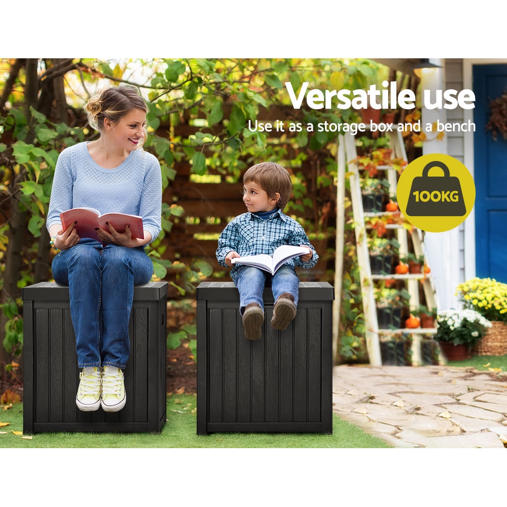 Gardeon 195L Outdoor Storage Box Organiser Black view 4