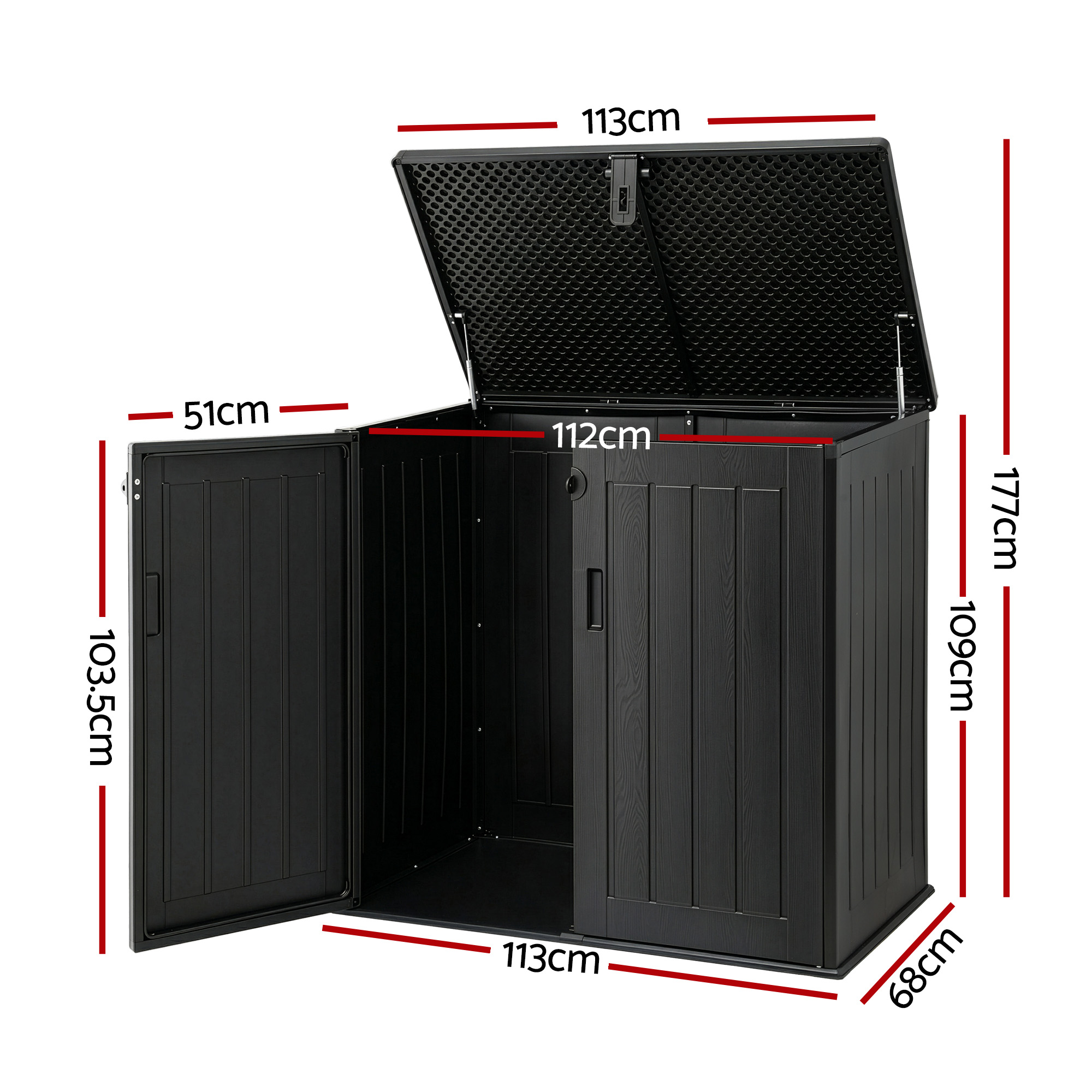 Gardeon 775L Outdoor Storage Box Cabinet Black view 2